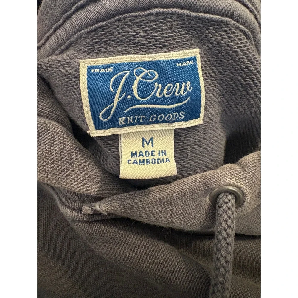 J. Crew Knit Goods Mens Gray Sun Faded‎ Cotton French Terry Pullover Hoodie M